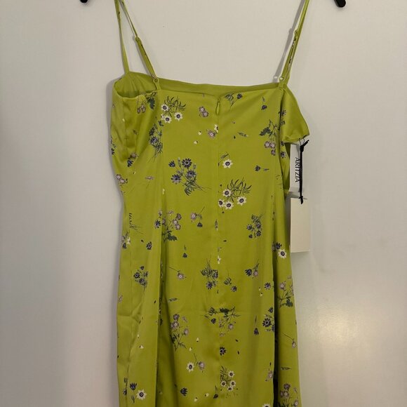 Aritzia Sunday Best Green Floral Satin Mini Dress - Picture 6 of 7